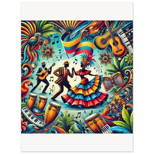 Lebhaftes Salsa Tanz-Poster Kolumbien - Feiern Sie die lateinamerikanische Kultur und Musik