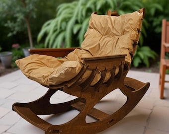 Outdoor wooden rocking chair (Oak) Free Delivery