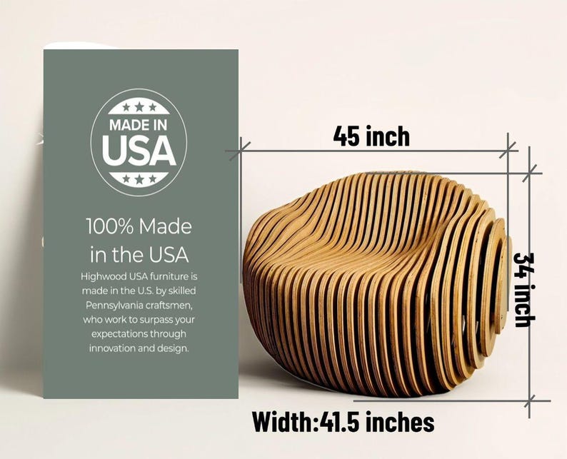 Outdoor Lounge Chair, Eierstuhl, Holzterrassenmöbel, Gartenstuhl, Sitzmöbel im Garten, Beistelltisch inklusive, handgefertigt aus den USA Bild 8