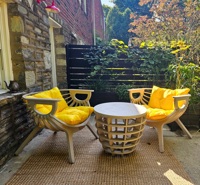 Patio Shell Patio Chair Set, Outdoor Chairs With Cushions, Modern Patio Furniture ...