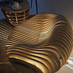 Outdoor Lounge Chair, Eierstuhl, Holzterrassenmöbel, Gartenstuhl, Sitzmöbel im Garten, Beistelltisch inklusive, handgefertigt aus den USA Bild 2