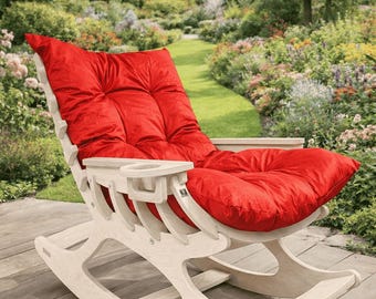 Custom Wooden Rocking Chair, Modern Rocker, Birch Lounge Chair, Ergonomic Indoor Outdoor Rocking Chair, Handmade USA, Free Shipping