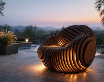 Tumbona de exterior, silla tipo huevo, muebles de patio de madera, silla de jardín, asientos para el patio trasero, mesa auxiliar incluida, hecha a mano en EE. UU.