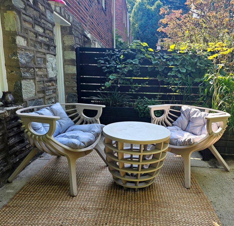 Patio Shell Patio Chair Set, Outdoor Chairs With Cushions, Modern Patio Furniture ...