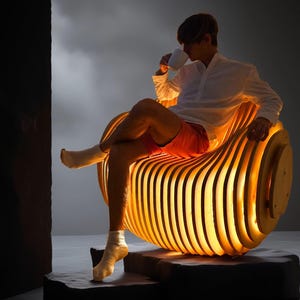 Moondream parametric modern egg chair – sculptural plywood lounge chair with organic curves and contemporary design.
