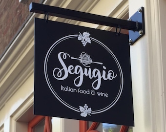 Double sided sign, Blade sign, Storefront sign, Outdoor shop sign, Hanging store sign, Wall mounted sign, Metal business sign, Business sign