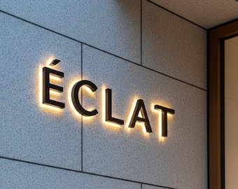 Letrero retroiluminado de metal, letrero retroiluminado 3D, letrero con logotipo comercial, letrero para salón de belleza, letrero con logotipo 3D, letrero de pared para oficina, letrero con halo iluminado, letrero para escaparate