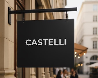 Blade sign, Hanging store sign, Business sign, Double sided sign, Wall mounted sign, Storefront sign, Metal business sign, Outdoor shop sign