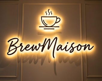 Letrero con logotipo retroiluminado de metal personalizado, letrero de pared comercial en 3D, letrero de marca de oficina, letrero de escaparate iluminado con halo, letrero retroiluminado en 3D, letrero retroiluminado de metal