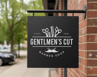 Blade sign, Business sign, Metal business sign, Wall mounted sign, Hanging store sign, Outdoor shop sign, Storefront sign, Double sided sign