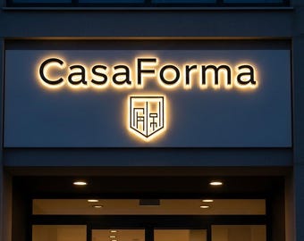 Halo Lit Sign, Storefront Sign, Metal Backlit Sign, 3D Logo Sign, Custom Logo Sign, Business Logo Sign, Office Wall Sign, 3D Backlit Sign