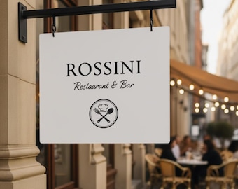 Blade sign, Hanging store sign, Outdoor shop sign, Metal business sign, Business sign, Wall mounted sign, Storefront sign, Double sided sign