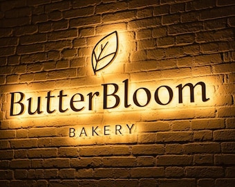 Letrero con logotipo 3D, Letrero con logotipo personalizado, Letrero con logotipo comercial, Letrero con halo iluminado, Letrero retroiluminado de metal, Letrero de pared para oficina, Letrero para escaparate, Letrero retroiluminado 3D