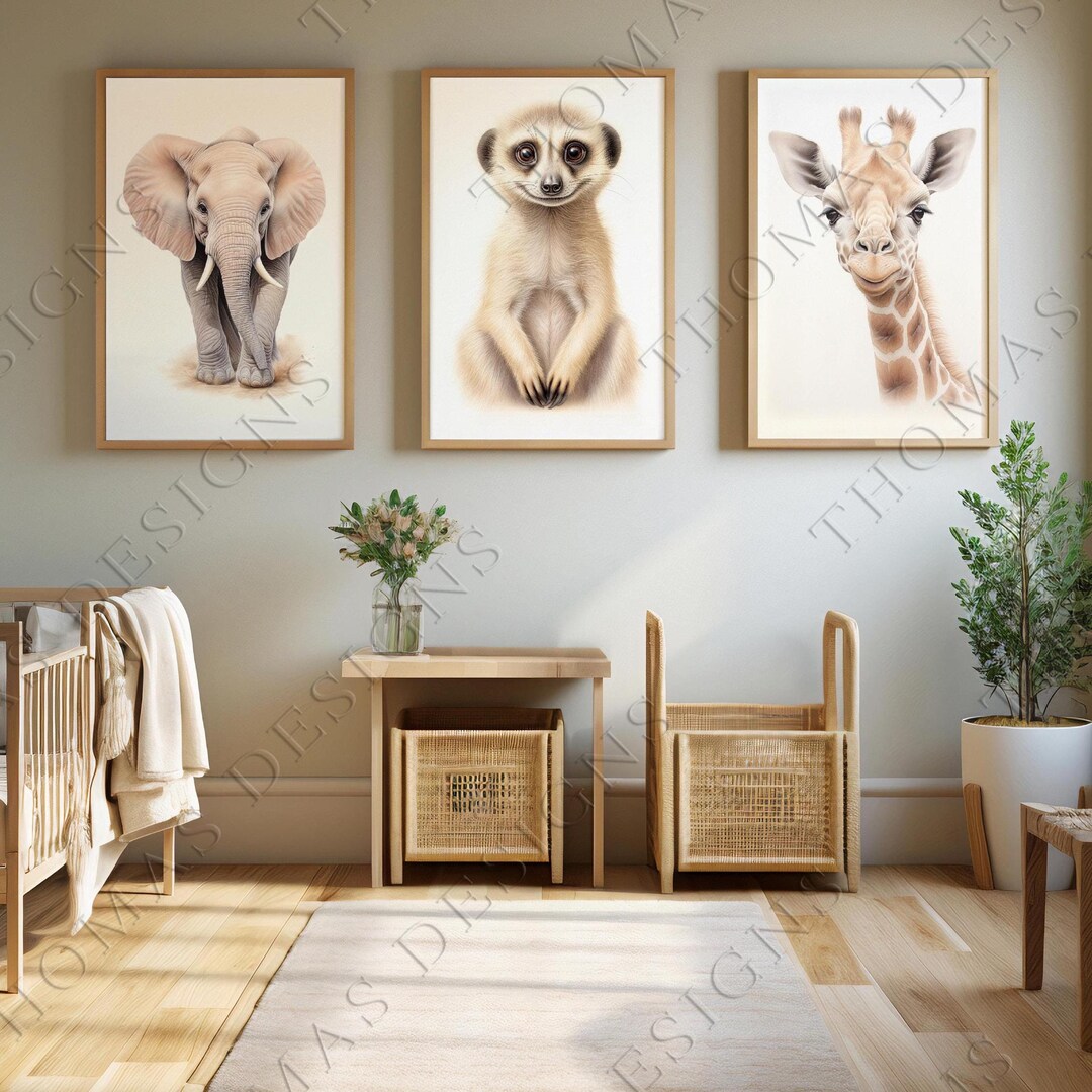 Safari Nursery Wall Prints,nursery Decor,boho Nursery Prints,set of 3 ...