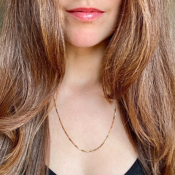Vintage 14K Yellow Gold Serpentine Snake Chain Necklace, 22 Inch