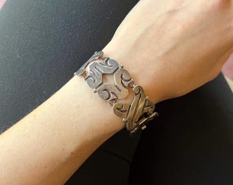 Vintage mexikanskt sterlingsilverarmband, signerat, tillverkat i Mexico City