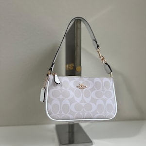 Coach White Nolita 19  Signature Canvas & Leather Wristlet/Shoudler Bag Women Handbags/ purses