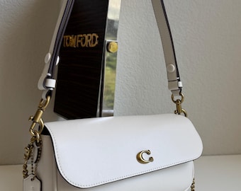 Coach Brook Flap Chain Bag White Original NWOT Crossbody Handbag/Purse