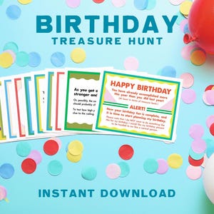 Funny Birthday Treasure Hunt | Clue Card Game (Instant Download) image 1
