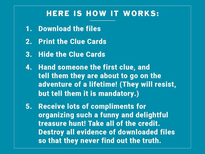 Funny Birthday Treasure Hunt | Clue Card Game (Instant Download) image 6