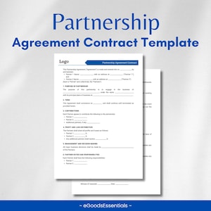 Editable Partnership Agreement Template: Canva, PDF & Word (Digital Download)