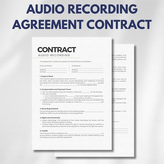 Editable Audio Recording Contract Template: Music Producer Agreement (PDF & Word)