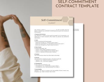 Peut inclure: Un modèle de contrat d'engagement personnel imprimable avec des sections pour les objectifs, le plan d'action, les récompenses, les conséquences et la responsabilisation. Le contrat est conçu pour vous aider à rester sur la bonne voie pour atteindre vos objectifs personnels et professionnels.