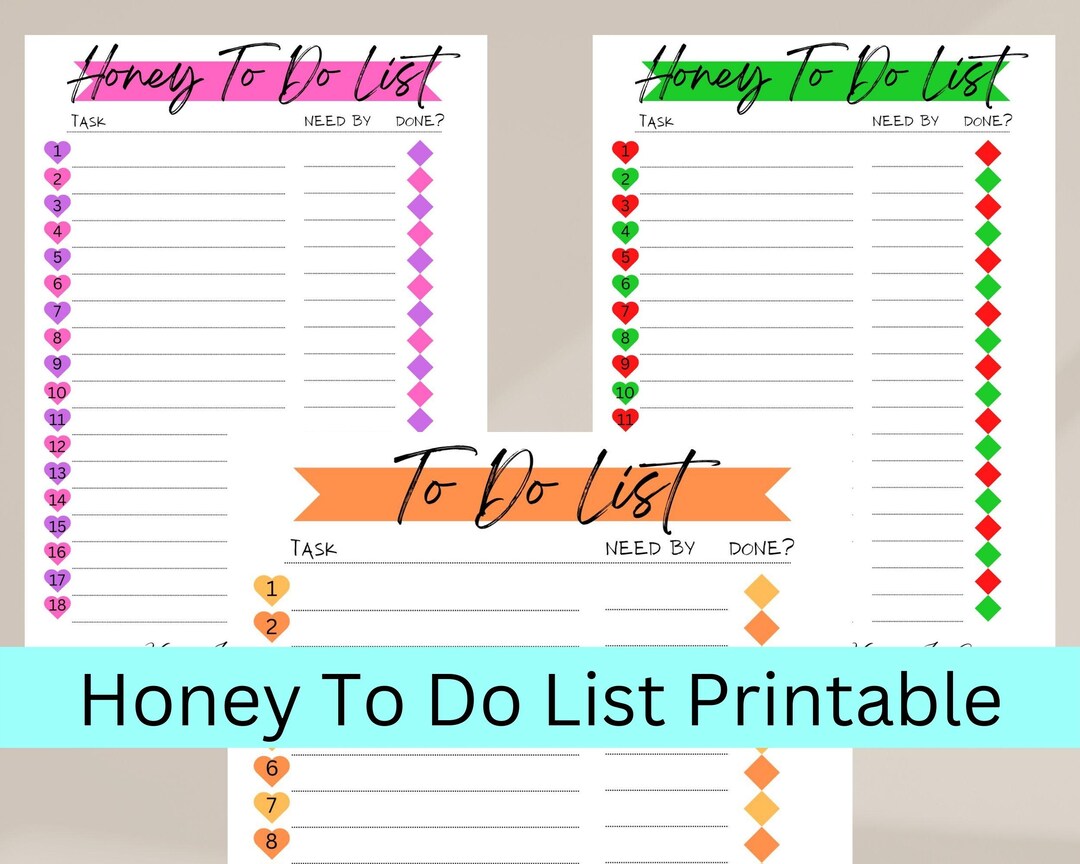 Honey to Do List Printable, Downloadable and Digital, to Do List ...