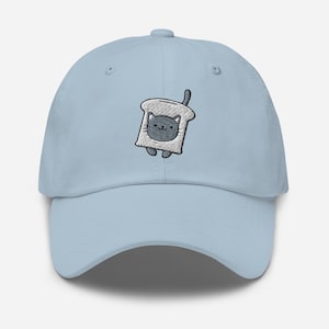 Embroidered Cat in Bread Dad Hat: Funny Kawaii Baseball Cap
