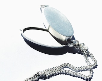 Silver Locket Necklace by KUKLAstudio. Oval Locket Treasure Box Pendant. Tiny Silver Box. Unique Jewelry.