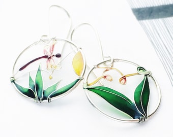 Dragonfly Earrings in Silver by KUKLAstudio. Colorful Lightweight Earrings. Summer Dragonfly Jewelry For The Nature Lover.