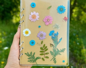 Pressed Flower Notebook: Handmade Botanical Journal with Real Dried Flowers