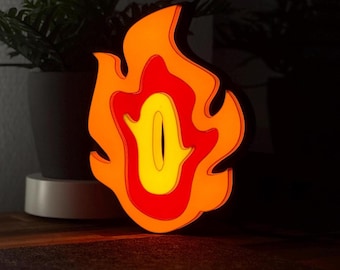 Rengoku Kyojuro Anime LED Flame Lamp USB Power, Tsuba Katana Lightbox Demon Slayer Night Light, Anime Fan Room Decor, Gamer Collectors Gift