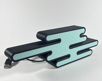 Tokito Muichiro LED Lamp - Lightbox Anime Demon Slayer - 3D Printing, Dimmable, USB, Tsuba & Katana Design, asanoha interior decoration