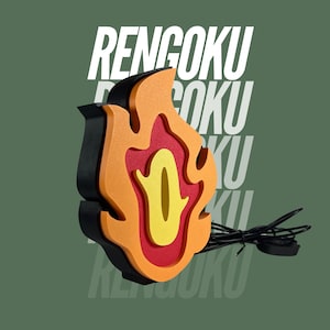 Lámpara LED Rengoku Kyojuro - Caja de luz del anime Demon Slayer - Impresión 3D, regulable, USB, diseño de tsuba y katana, decoración del hogar