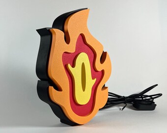 Rengoku Kyojuro LED Lamp - Demon Slayer Anime Lightbox - 3D Print, Dimmable, USB, Tsuba & Katana Design, Home Decor