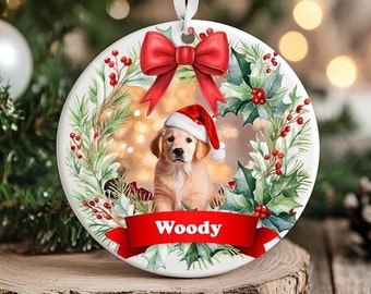 Personalized Christmas Pet Round Ornament PNG, Christmas Gift Ornament, Custom Dog Photo Christmas Sublimation Template, Instant Download