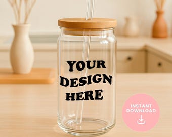 Glass Can Mockup / 16 oz Glass Can Mockup / Beer Can Mockup / Glass Can Mockup / Libbey Glass Mockup