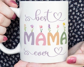 World's Best Mom Mug Sublimation PNG File. Vintage Floral Mug PNG, Mother's Day Mug Gift, Wildflower Mom Mug PNG, Coffee Mug Wrap