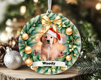 Personalized Christmas Pet Round Ornament PNG, Christmas Gift Ornament, Custom Dog Photo Christmas Sublimation Template, Instant Download