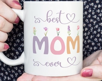 World's Best Mom Mug Sublimation PNG File. Vintage Floral Mug PNG, Mother's Day Mug Gift, Wildflower Mom Mug PNG, Coffee Mug Wrap