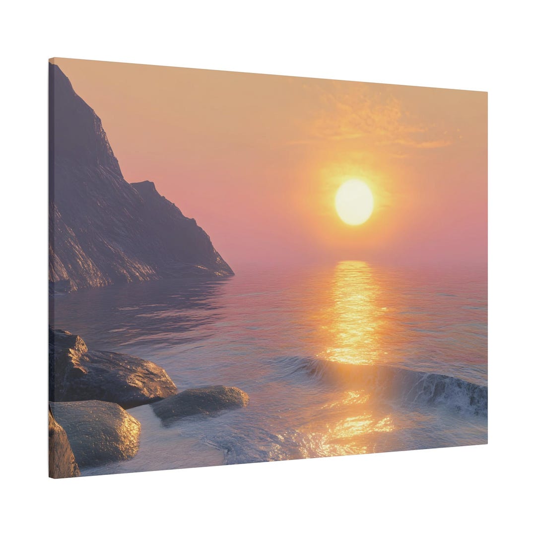 Ocean Sunset Glow | Coastal Landscape Wall Art Canvas | Peaceful Beach ...