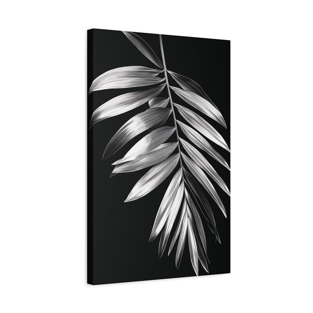 Modern Black and White Palm Leaf Wall Art Canvas Botanical Print 2:3 ...