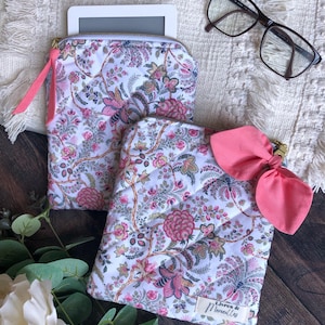 Pochette à liseuse en tissu coton rembourrée et matelassée - Étui Kindle, Kobo, Vivlio - Housse de Protection - fait main - cadeau lectrice