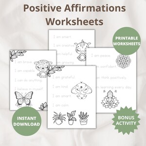 Ausdruckbare Affirmationen Arbeitsblätter, Handschrift Seiten, Buchstabenverfolgung, Homeschool Kindergarten Vorschule, Zahlenschreiben