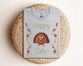 Thanksgiving shirt, happy thanksgiving shirt, happy turkey day shirt, turkey day shirt, cute thanksgiving turkey shirt, unisex thanksgiving