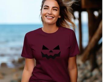 Camiseta de calabaza, camiseta de Jack-O-Lantern, camiseta de Halloween, camiseta con cara de calabaza, camiseta de calabaza de Halloween, camiseta con cara de Jack-O-Lantern de Halloween
