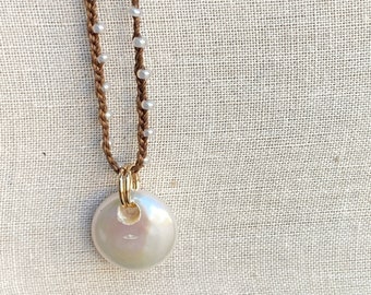Pearl and Crochet Dot Necklace