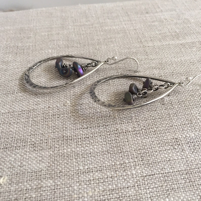 Lisbeth Sterling Silver Teardrop Earring with Pyrite nuggets image 4