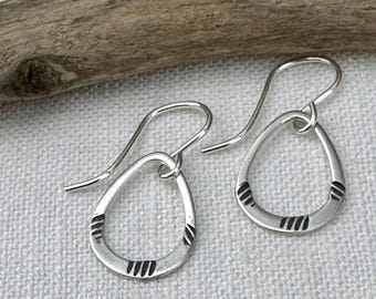 Dainty Sterling Silver Tiny Lisbeth Earrings – Textured Drop Dangle by iNk Jewelry